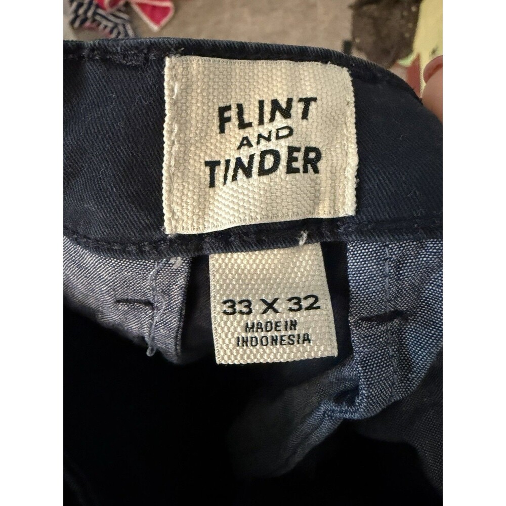 Flint & Tinder 365 Straight Fit Pants Men's 33x32 Navy Blue 5 Pocket Chino - Picture 5 of 7